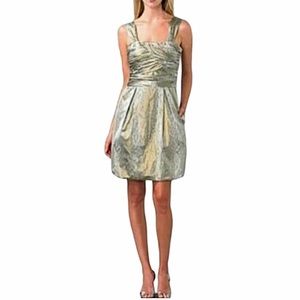 DIANE VON FURSTENBERG Silver & Gold Treenie Dress Sleeveless Metallic Python